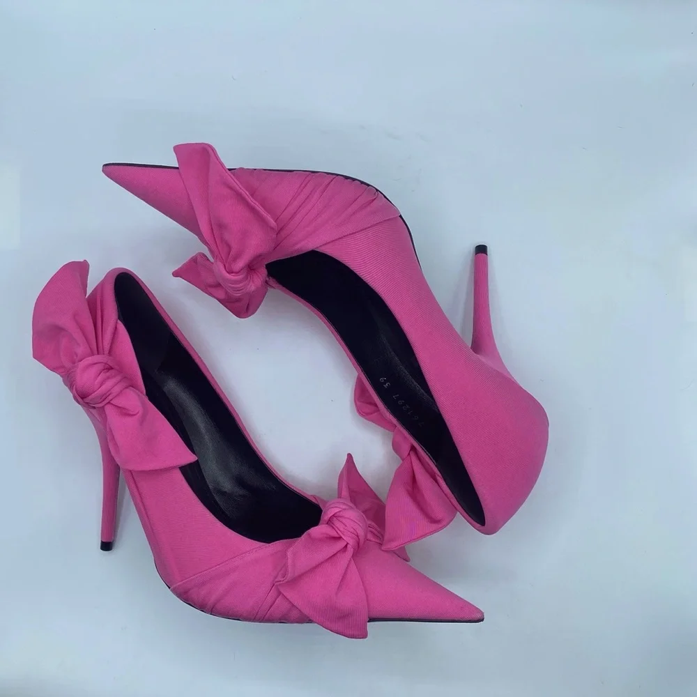 Balenciaga Knife Pointed Toe Knot Pink Pumps